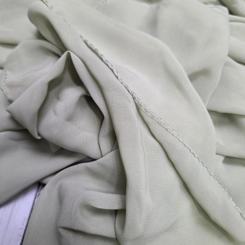 Elegant Sage Green Chiffon Archway Fabric- Boho Tasseled Linen Cotton Tablecloth
